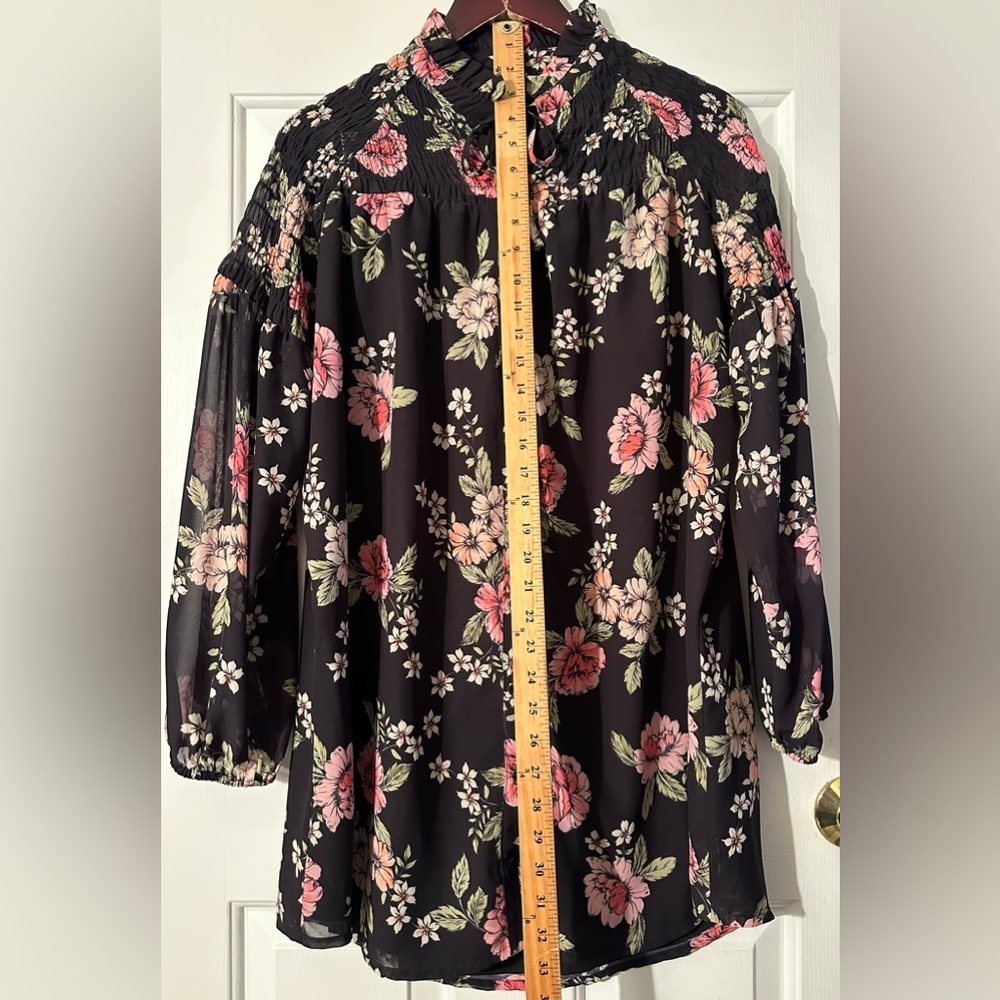 YUMI KIM Anthro ASTORIA XLP Petite Feminine Romantic Dress Floral Smocked Black - Picture 11 of 16